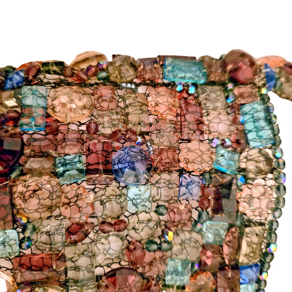 Vintage Handmade Crystal and Wire Small Handbag Unique - Picture 3 of 8